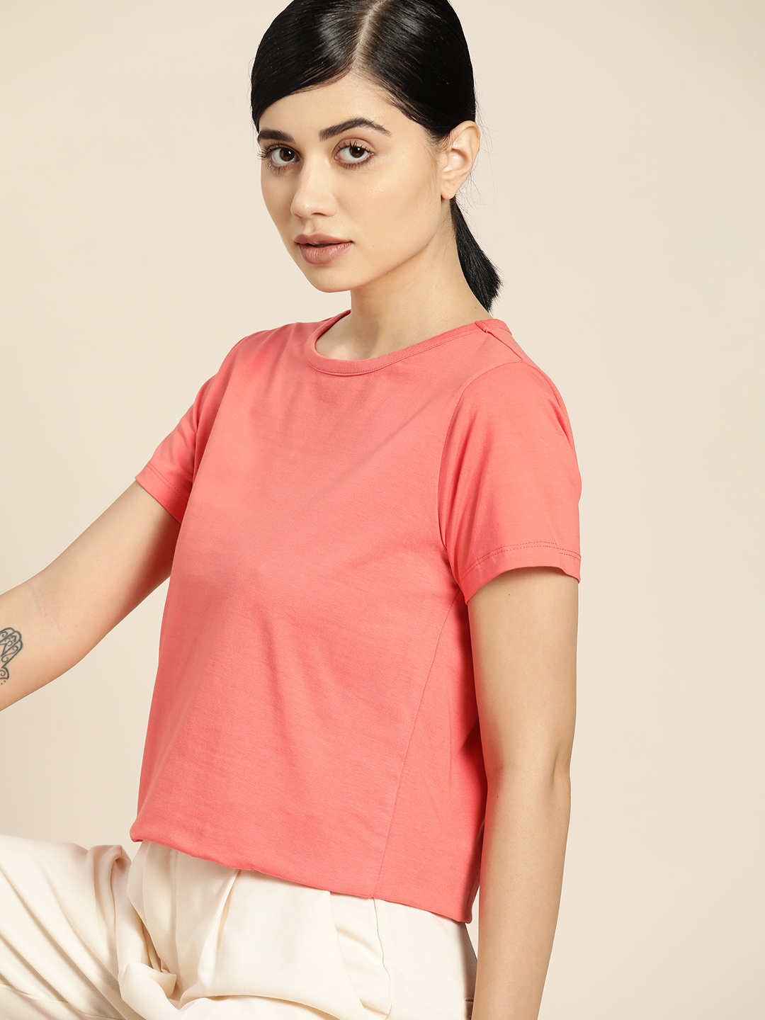 

ether Women Peach-Coloured 7 T-shirt