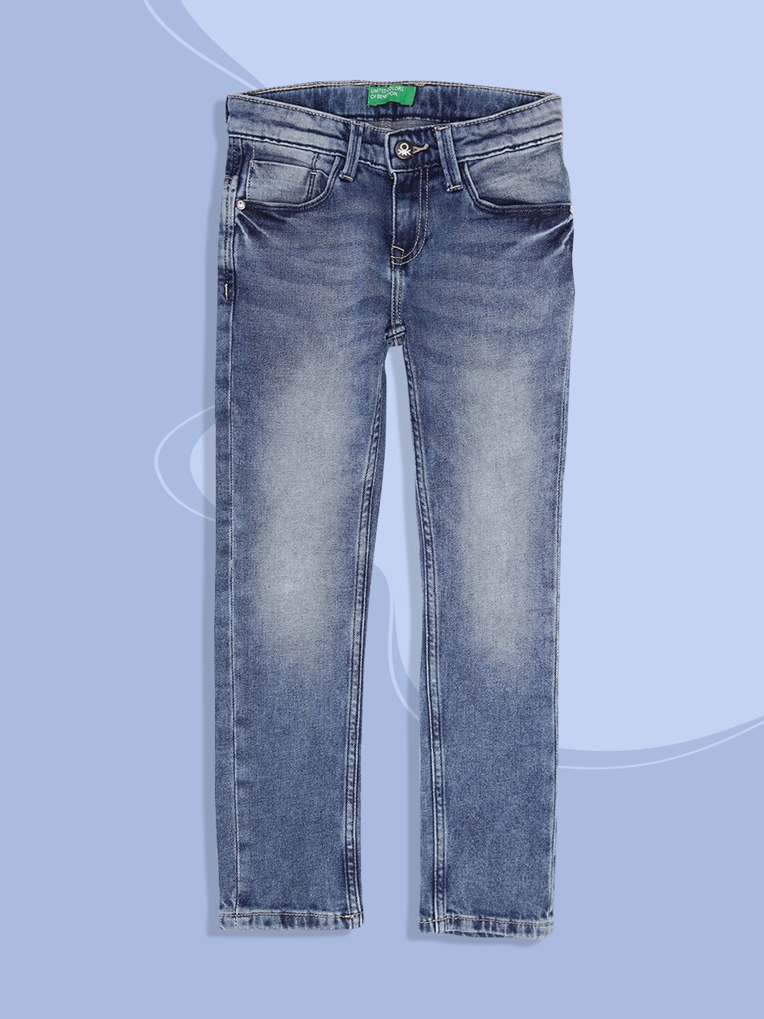 

United Colors of Benetton Boys Navy Blue Heavy Fade Jeans