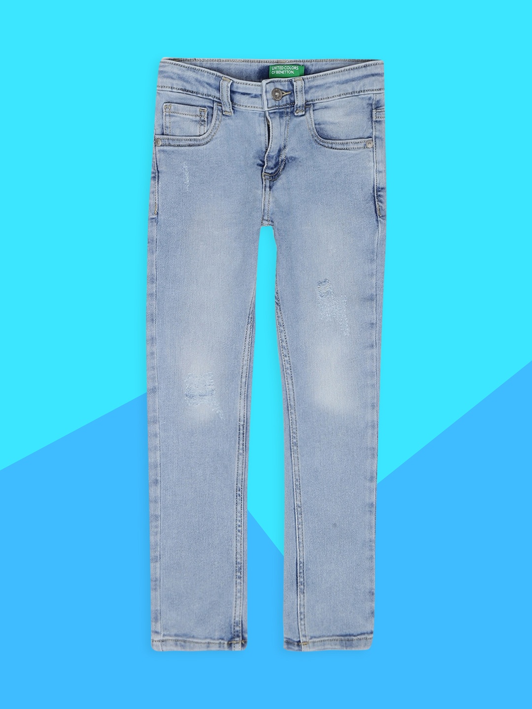 

United Colors of Benetton Boys Blue Heavy Fade Jeans
