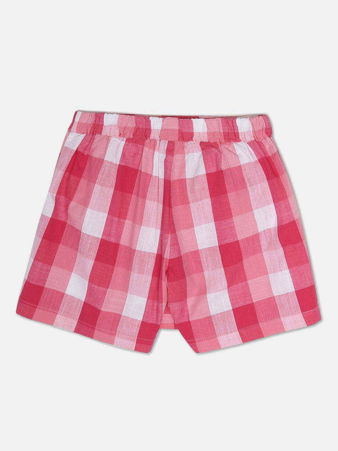 

United Colors of Benetton Girls Fuchsia & White Checked Cotton Shorts