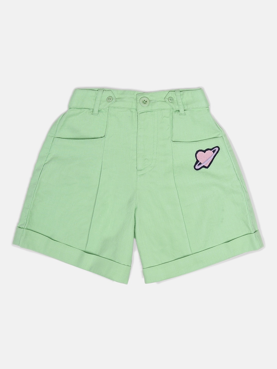 

United Colors of Benetton Girls Green Solid Shorts