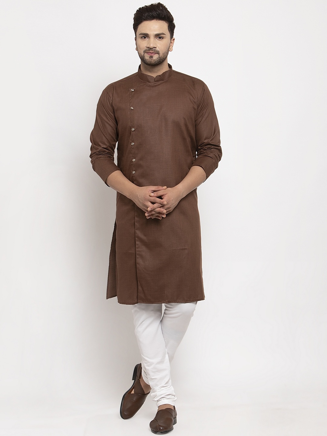 

Benstoke Men Brown Angrakha Kurta with Pyjamas