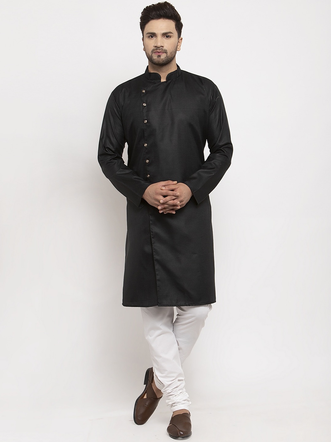 

Benstoke Men Black Angrakha Kurta with Churidar
