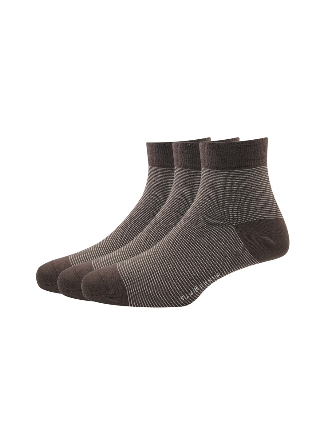 

Van Heusen Men Brown Striped Quarter-Length Cotton Socks