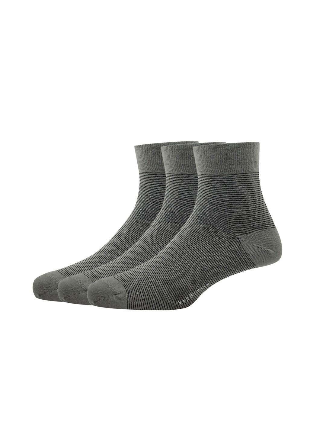 

Van Heusen Men Pack Of 3 Striped Above Ankle-Length Socks, Grey