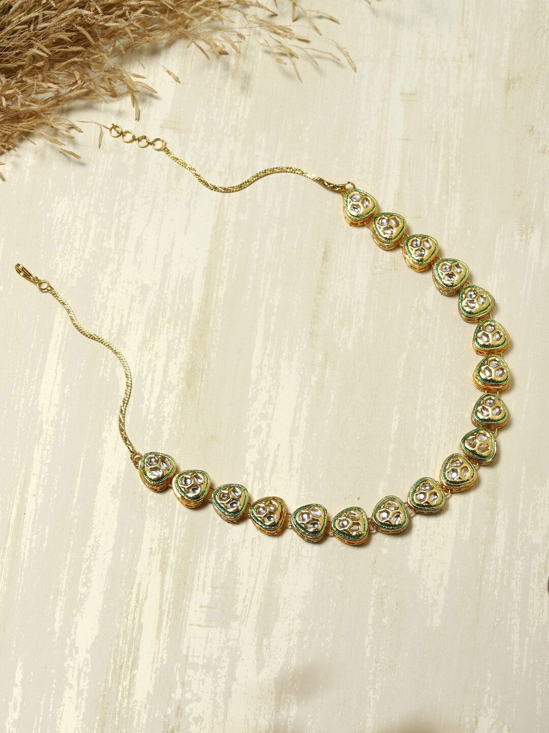 

Ruby Raang Gold-Plated White Brass Kundan Necklace