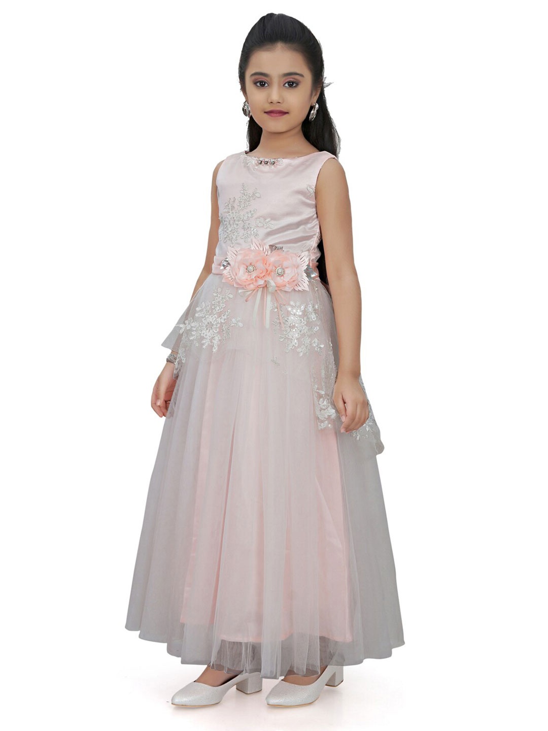 

Tiny Girl Peach-Coloured Embellished Sleeveless Maxi Dress