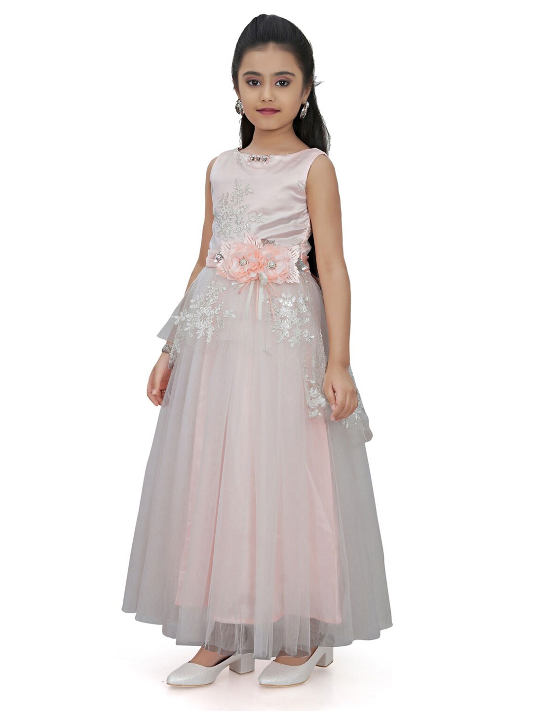 

Tiny Girl Peach-Coloured Gathered and Pleated Maxi Dress