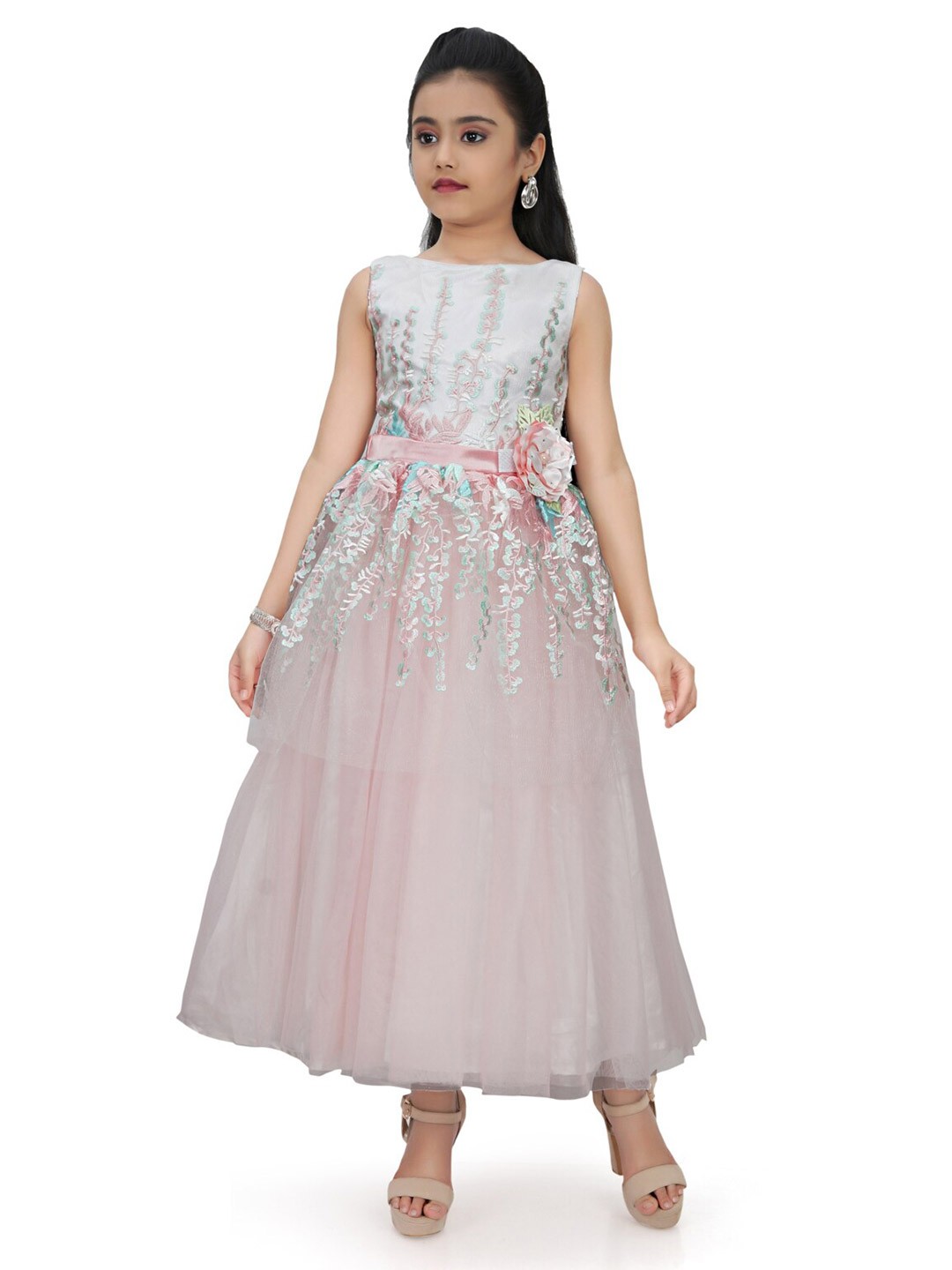 

Tiny Girl Pink & Green Embellished Maxi Dress