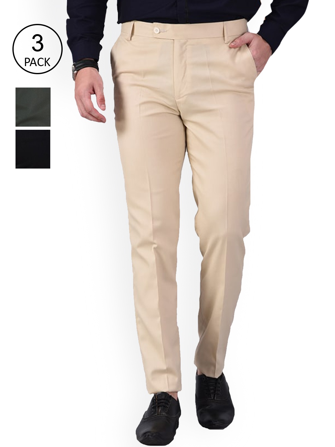 

AD & AV Men Multicoloured Classic Easy Wash Trousers, Multi