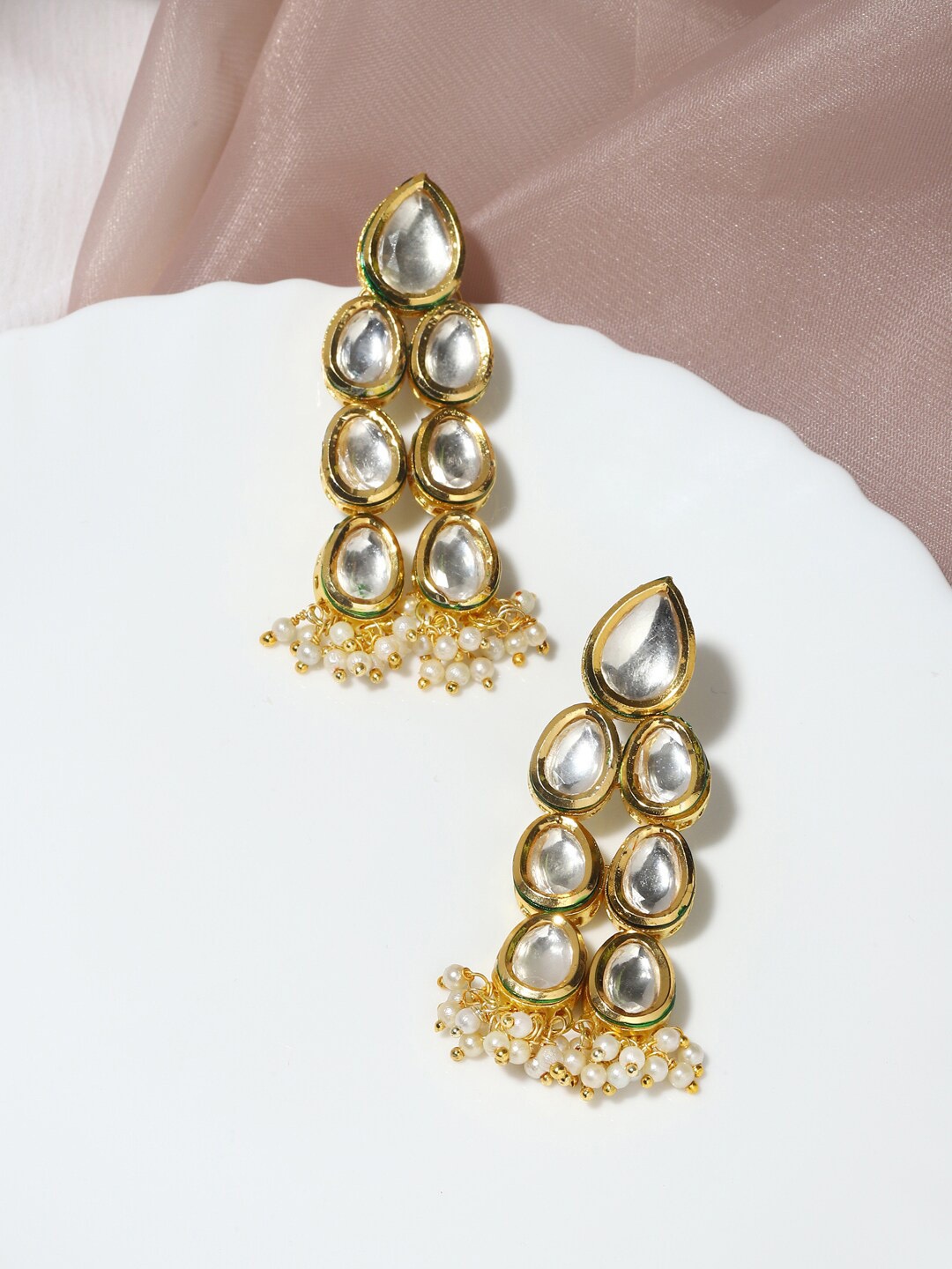 

Ruby Raang Silver Gold-Plated Contemporary Jhumkas Earrings