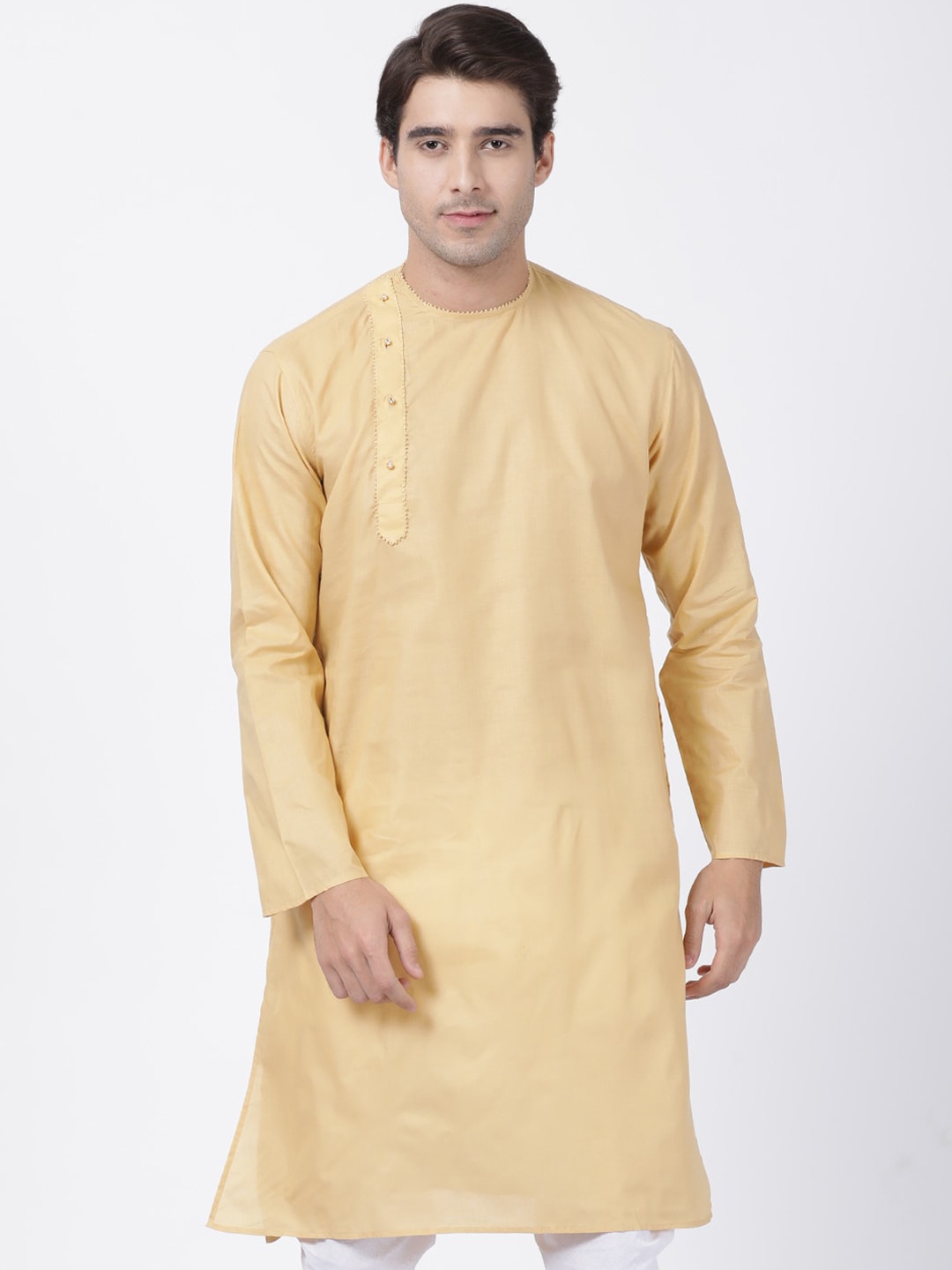 

VASTRAMAY Men Beige Solid Cotton Blend Kurta