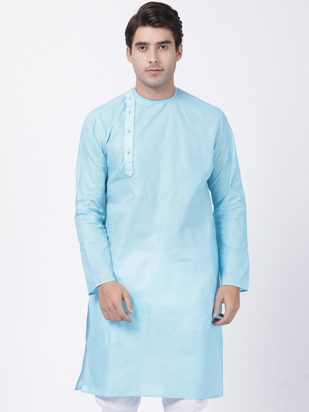 

VASTRAMAY Men Blue Thread Work Kurta