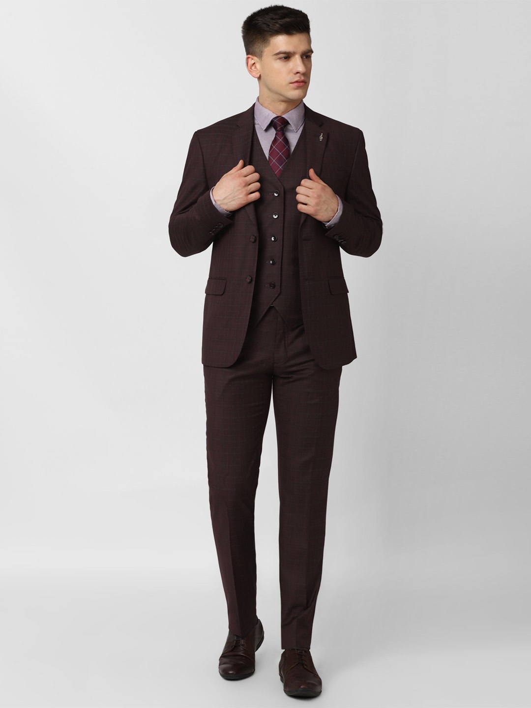 

Van Heusen Men Brown Three Piece Suit Set