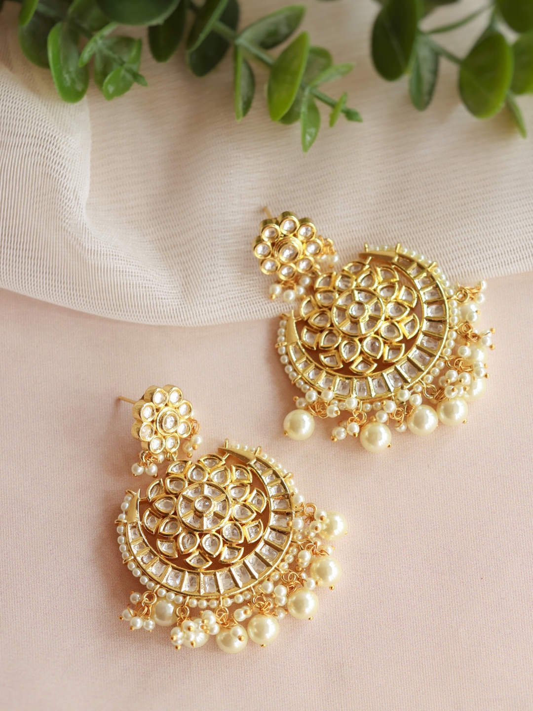 

CURIO COTTAGE Gold-Plated Classic Chandbalis Earrings
