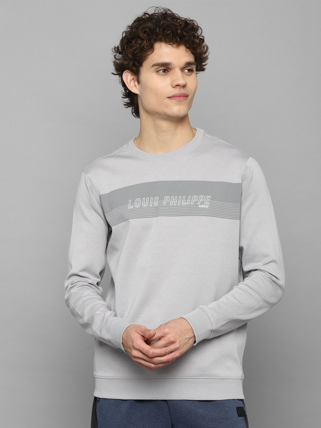 

Louis Philippe Men Grey Printed Sweatshirt