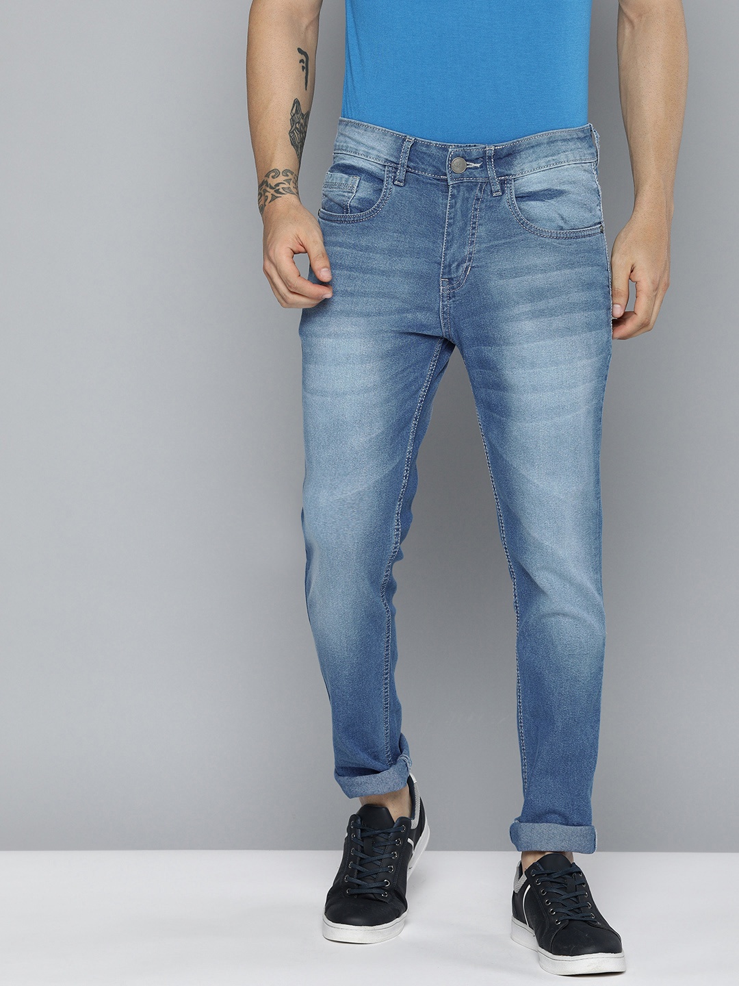 

Mast & Harbour Men Blue Skinny Fit Heavy Fade Stretchable Jeans