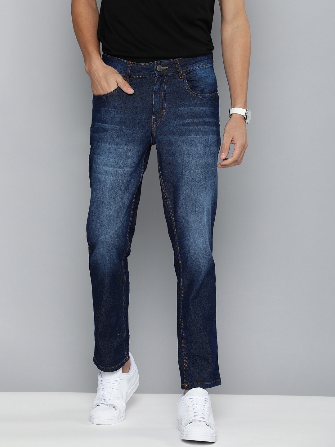 

Mast & Harbour Men Blue Slim Fit Mid-Rise Light Fade Stretchable Jeans