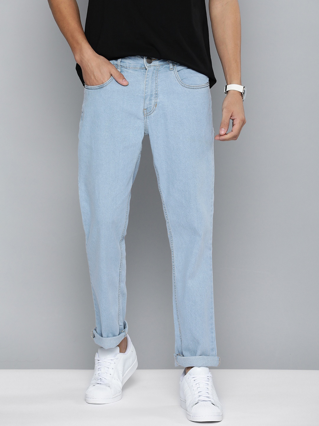 

Mast & Harbour Men Blue Slim Fit Mid-Rise Light Fade Stretchable Jeans