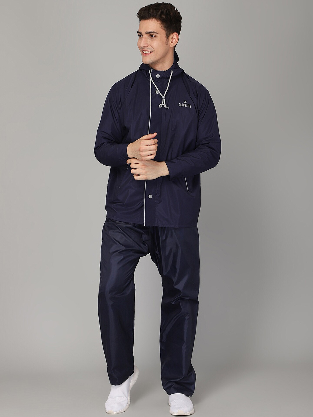 

THE CLOWNFISH Arthur Men Blue Waterproof Double Layer Rain Coat