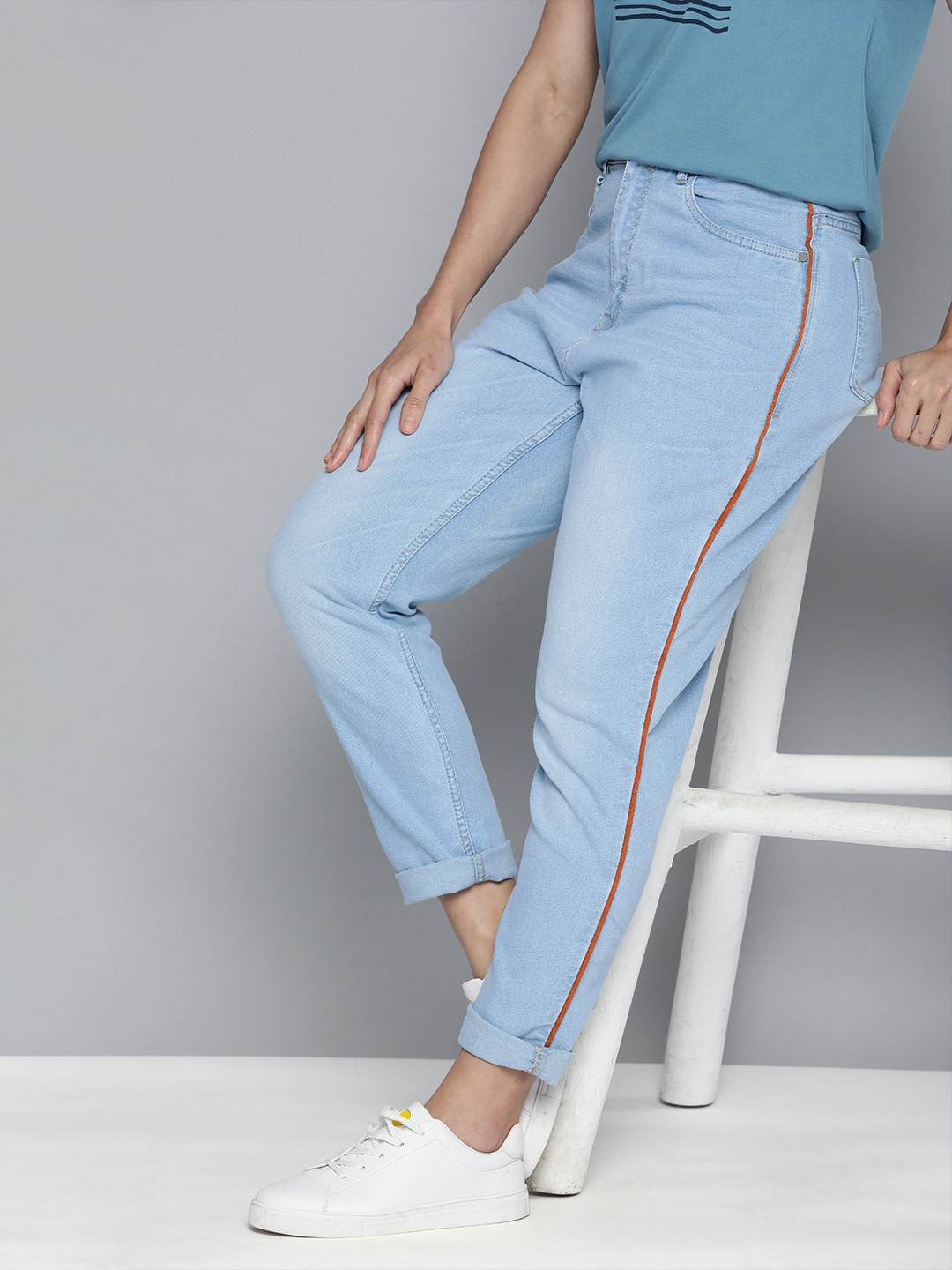 

Mast & Harbour Women Blue Boyfriend Fit Light Fade Stretchable Jeans