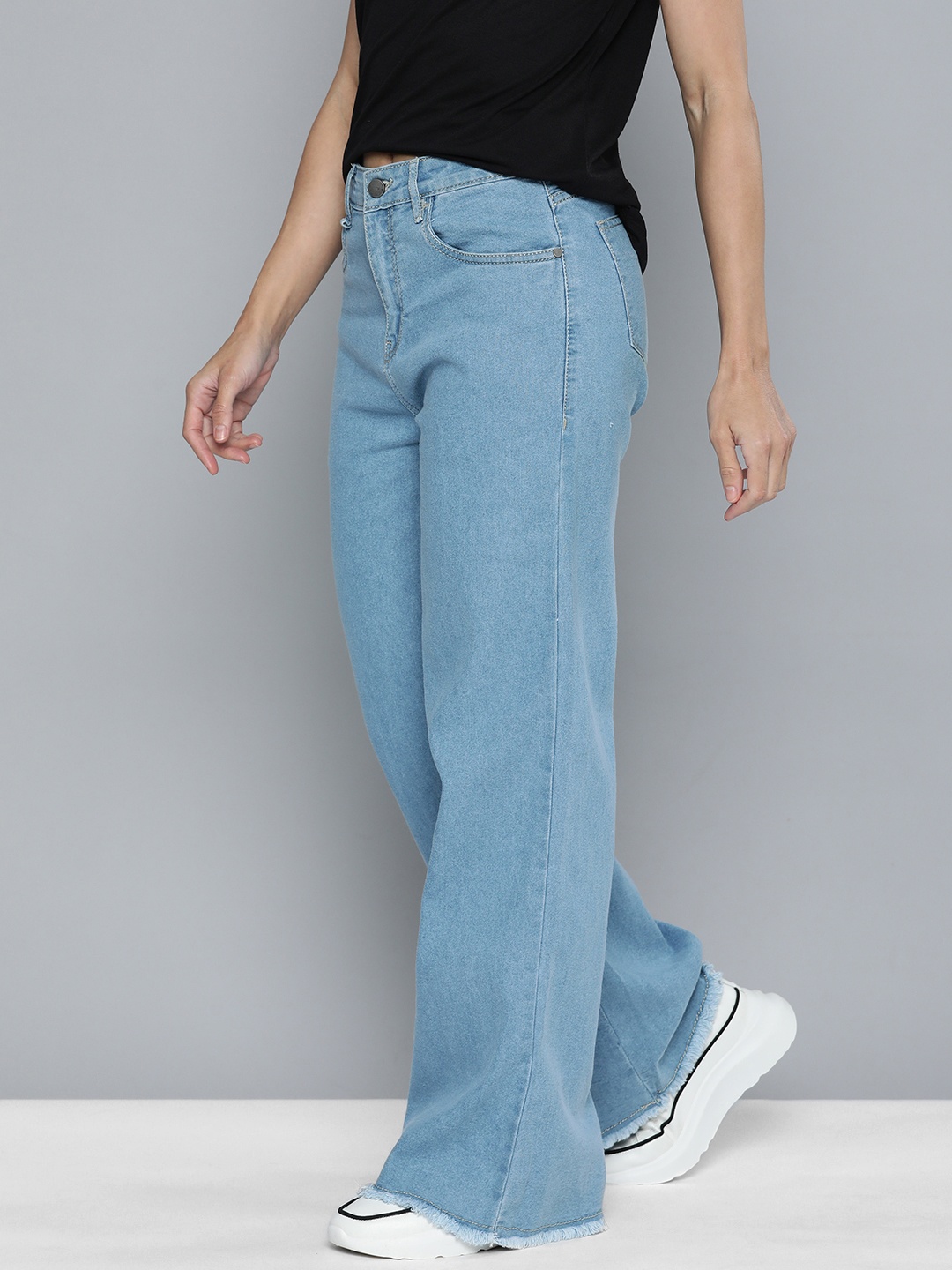 

Mast & Harbour Women Blue Wide Leg High-Rise Stretchable Casual Jeans