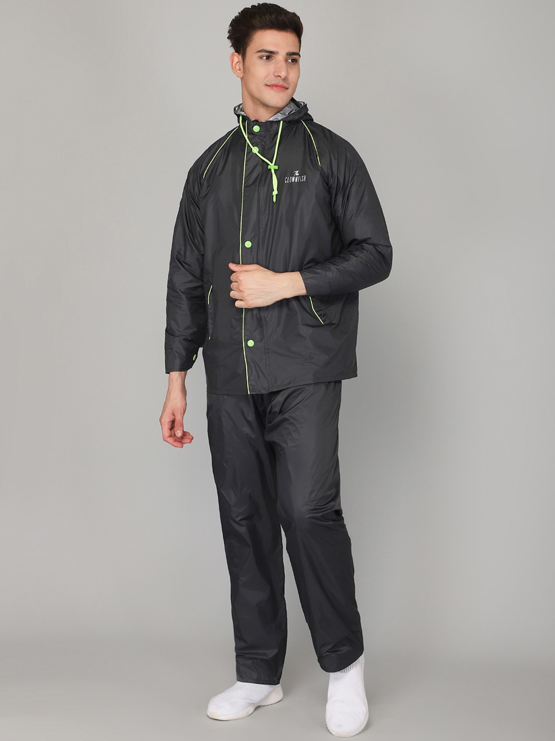 

THE CLOWNFISH Captain Pro Grey Waterproof Double Layer Rain Suit