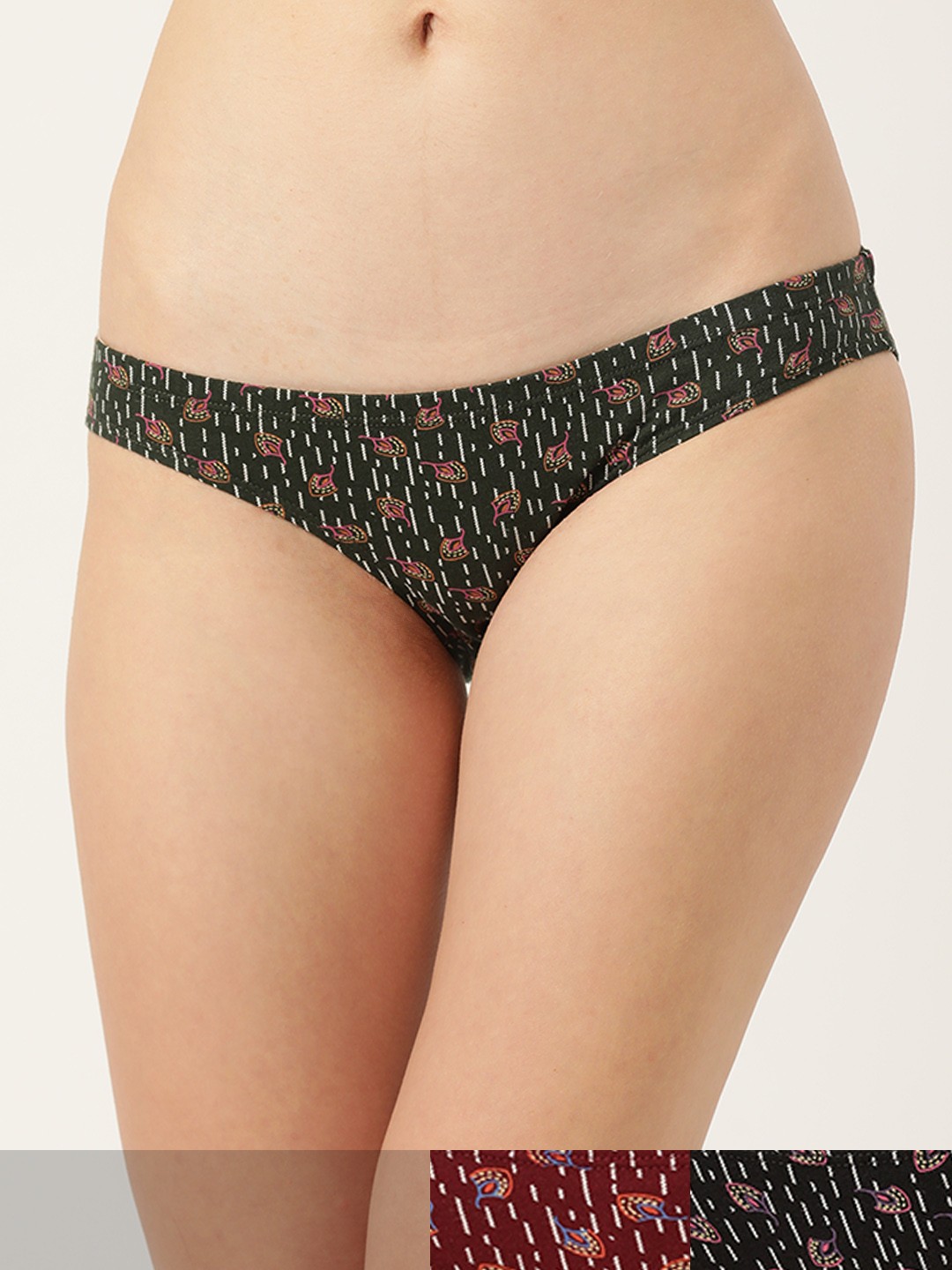 

Leading Lady Pack of 3 Women Printed Cotton Low-Rise Bikini Briefs BK-5007-3, Black