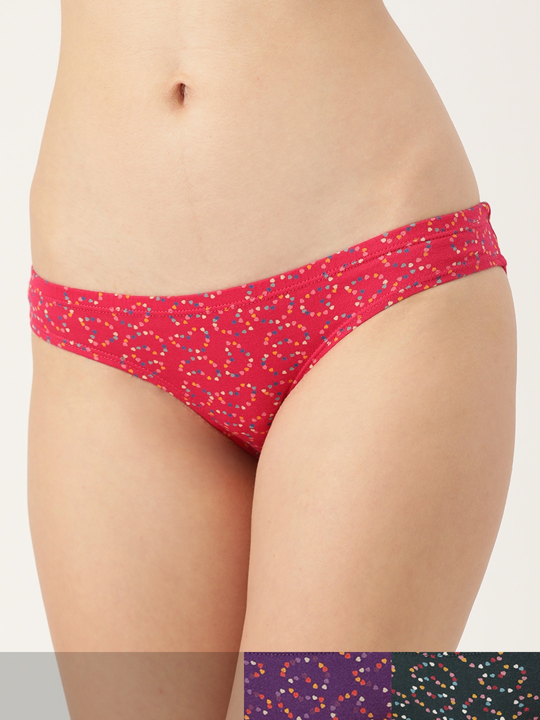 

Leading Lady Women Pack of 3 Pure Cotton Low-Rise Printed Briefs BK-5005-3, Green