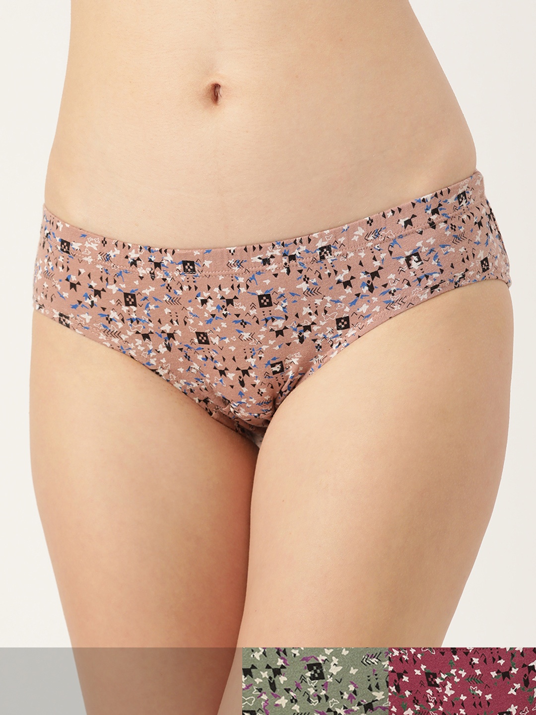 

Leading Lady Women Pack of 3 Pure Cotton Low-Rise Printed Hipster Briefs HP-9045-3, Purple