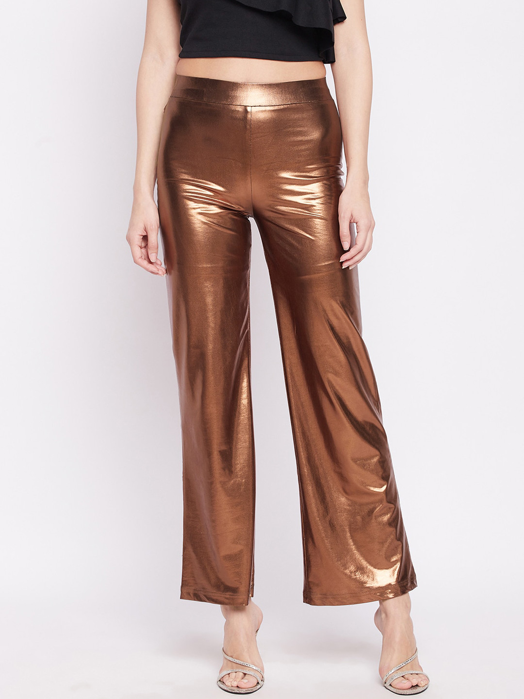 

JUNE & HARRY Women Bronze-Toned Parallel Trousers