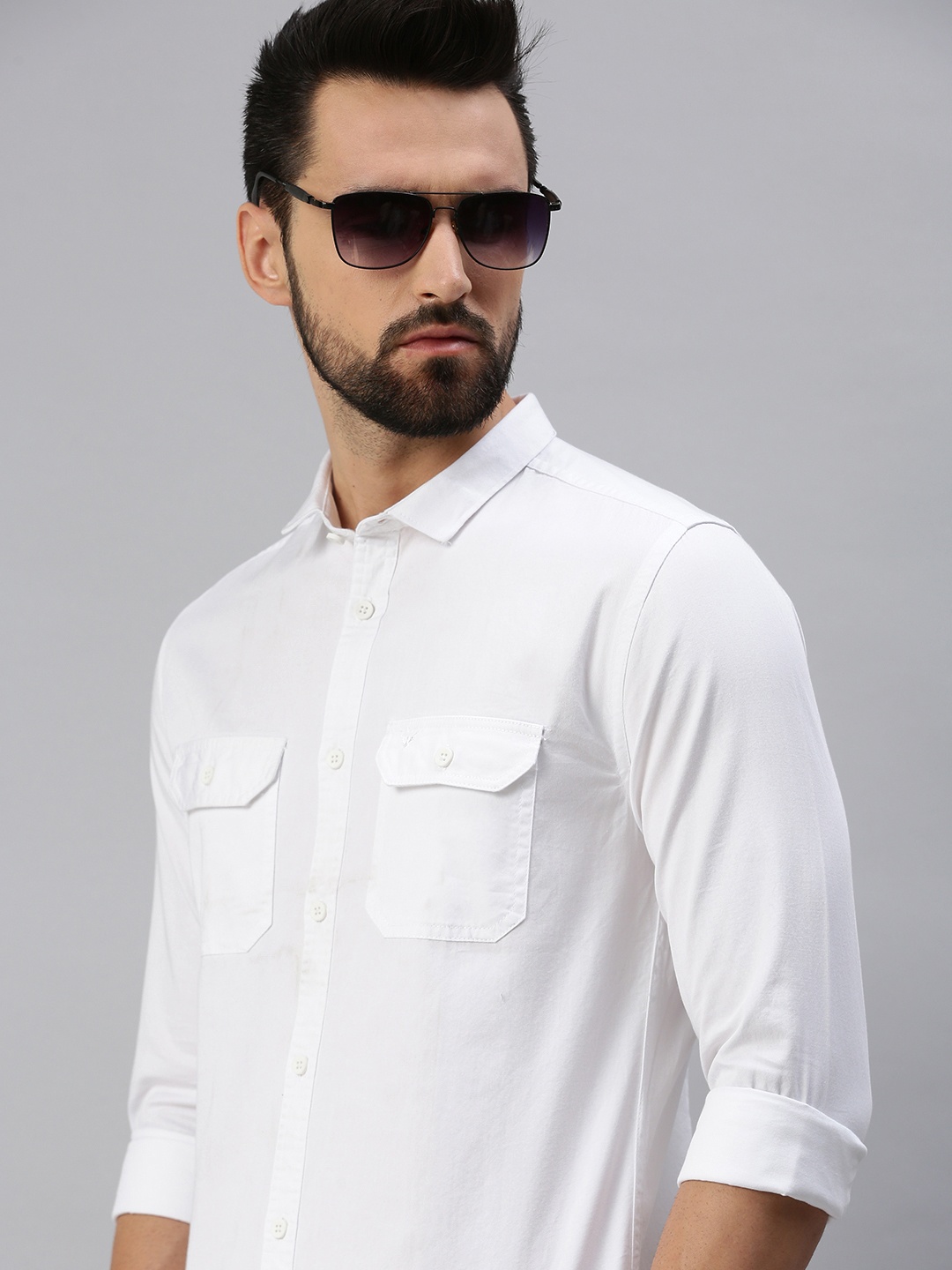 

SHOWOFF Men White Premium Slim Fit Cotton Casual Shirt