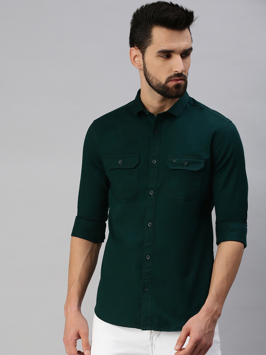 

SHOWOFF Men Green Premium Slim Fit Casual Shirt