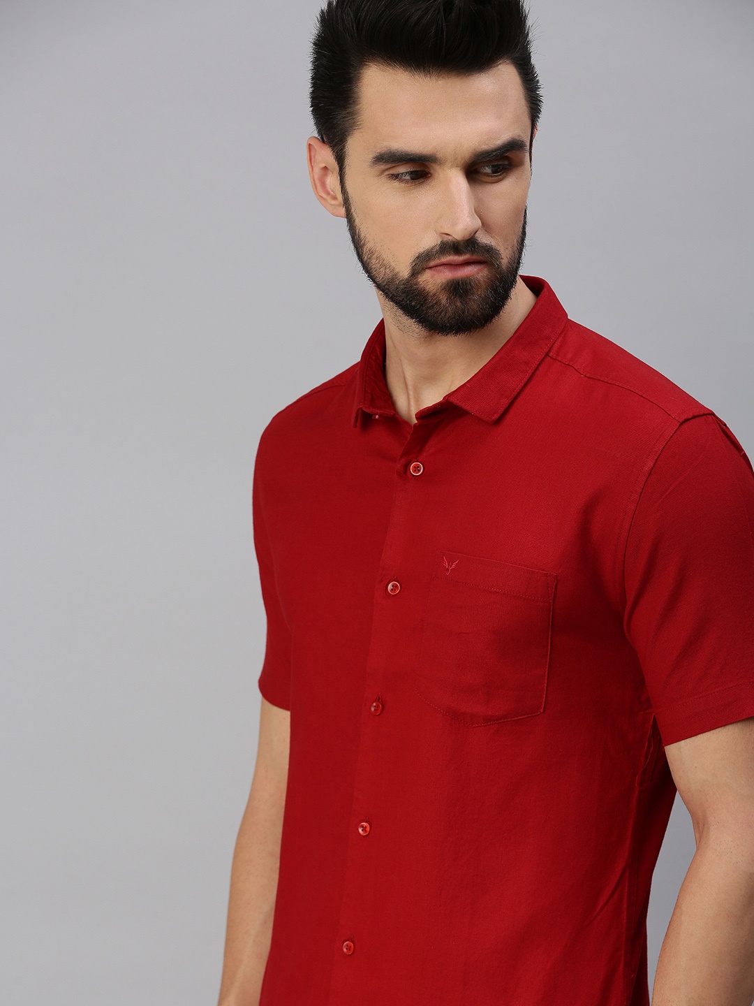 

SHOWOFF Men Red Comfort Slim Fit Cotton Semiformal Shirt