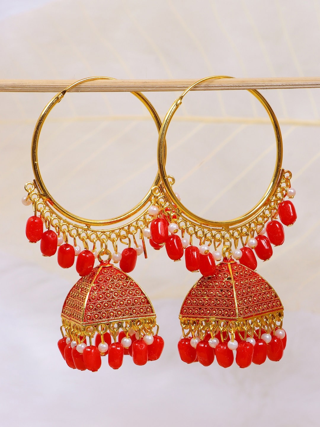 

Crunchy Fashion Red Contemporary Hoop Earrings