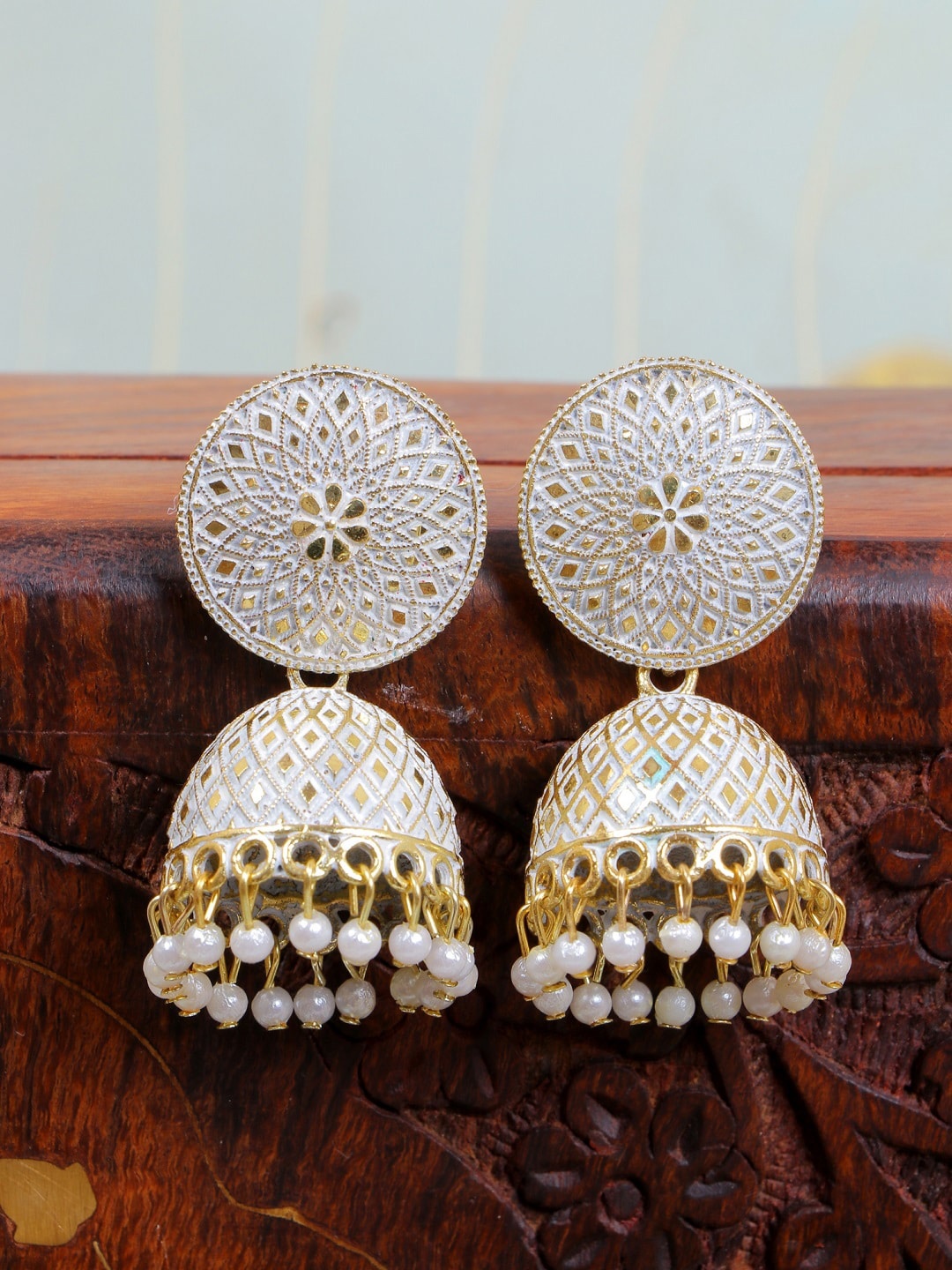 

Crunchy Fashion White Contemporary Jhumkas Earrings