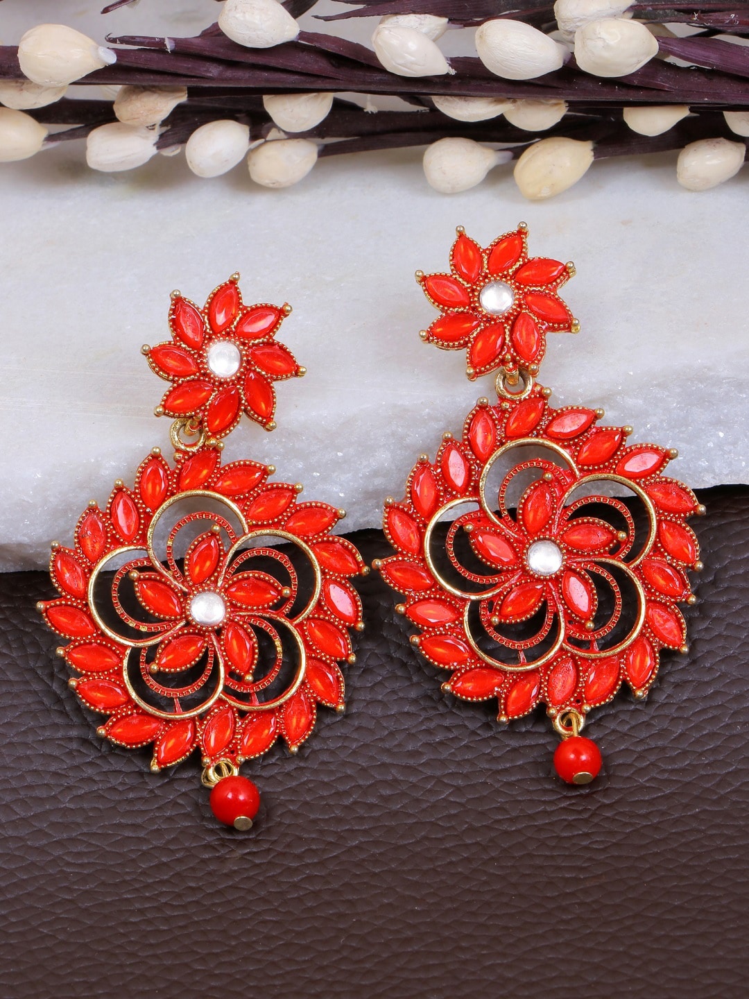 

Crunchy Fashion Red Contemporary Drop Earrings