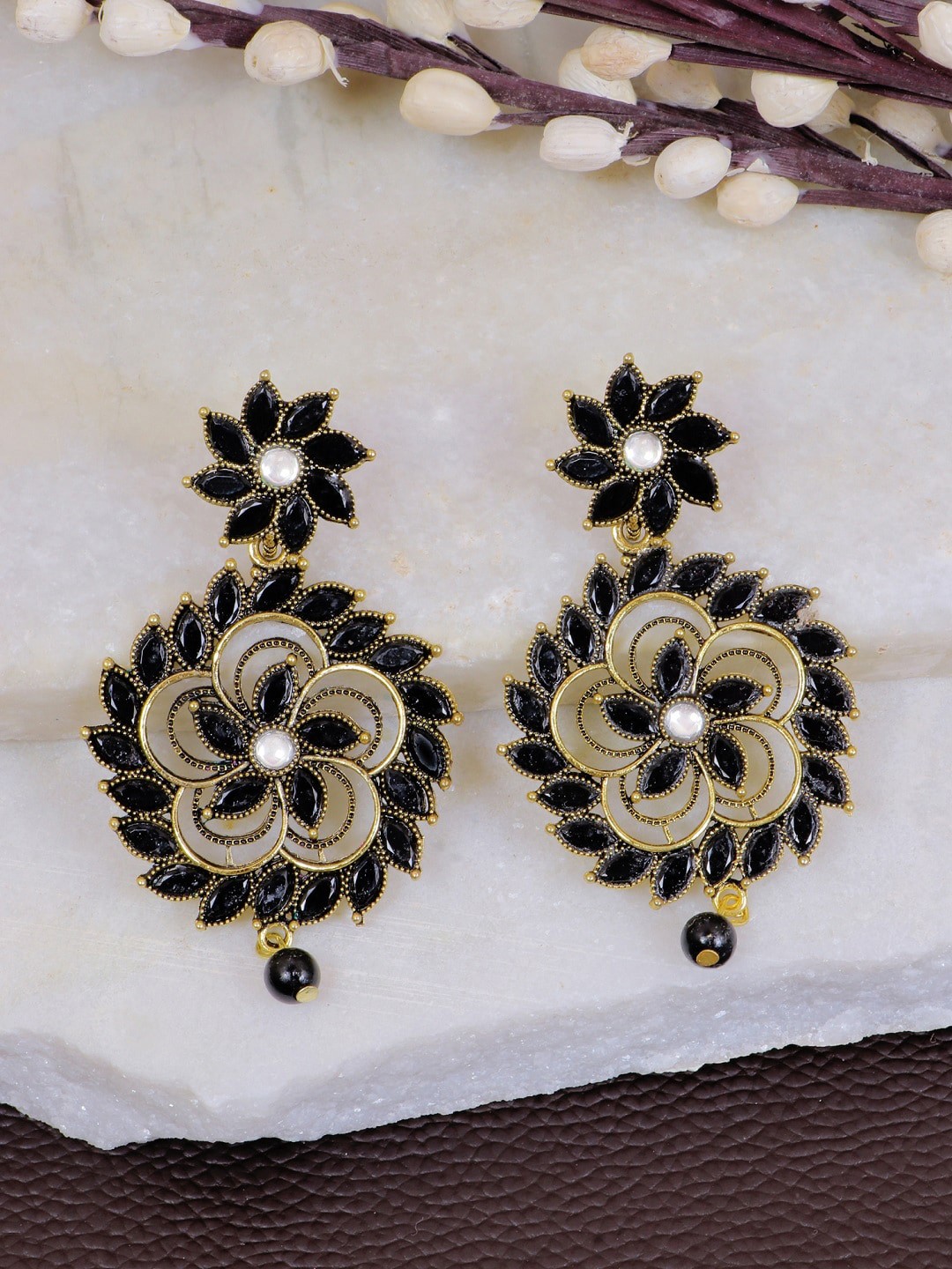 

Crunchy Fashion Black Contemporary Drop Earrings