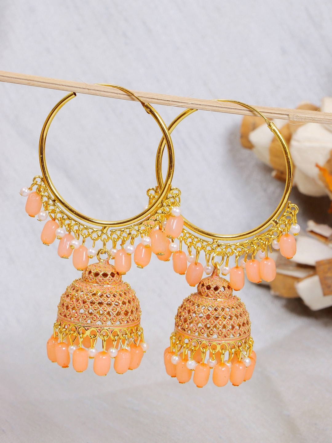 

Crunchy Fashion Pink Contemporary Jhumkas Earrings