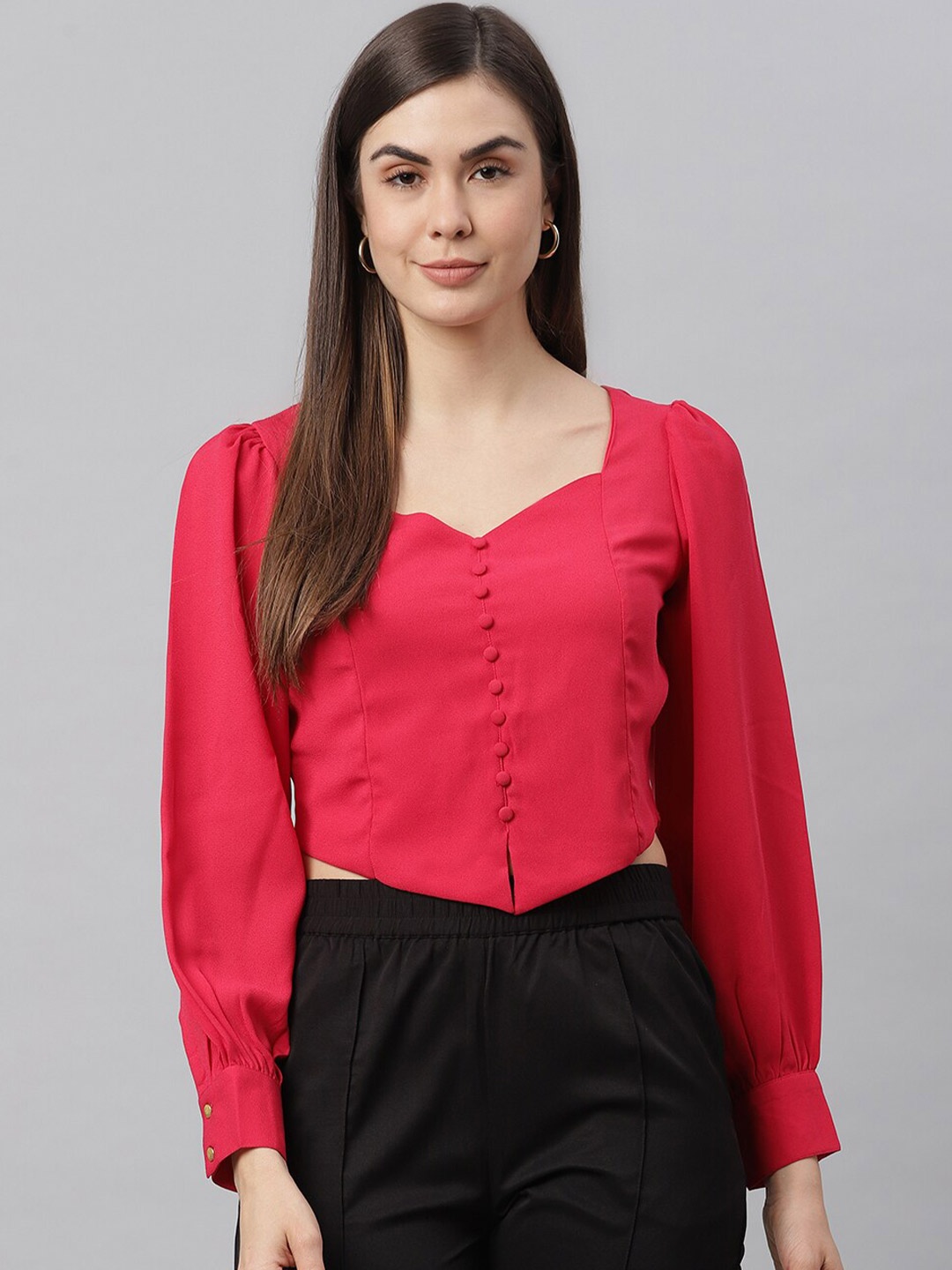 

JUNE & HARRY Fuchsia Smocked Crop Top