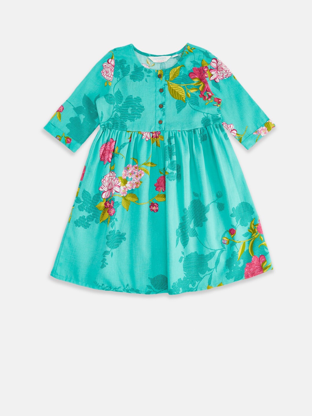 

AKKRITI BY PANTALOONS Turquoise Blue Floral Dress