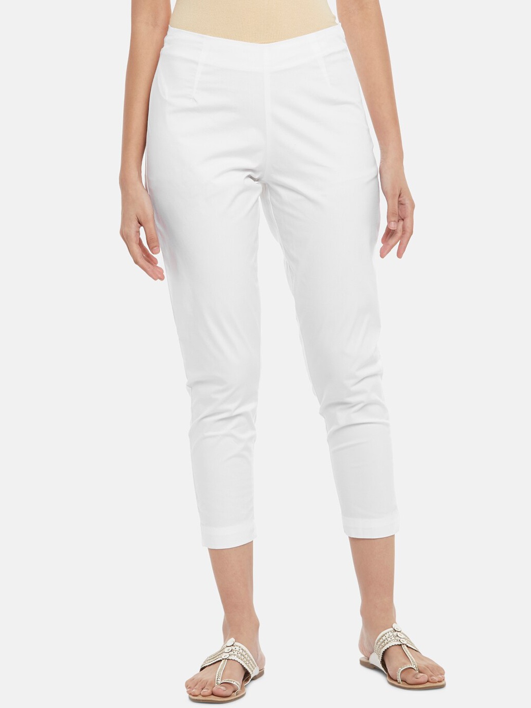 

RANGMANCH BY PANTALOONS Women White Trousers