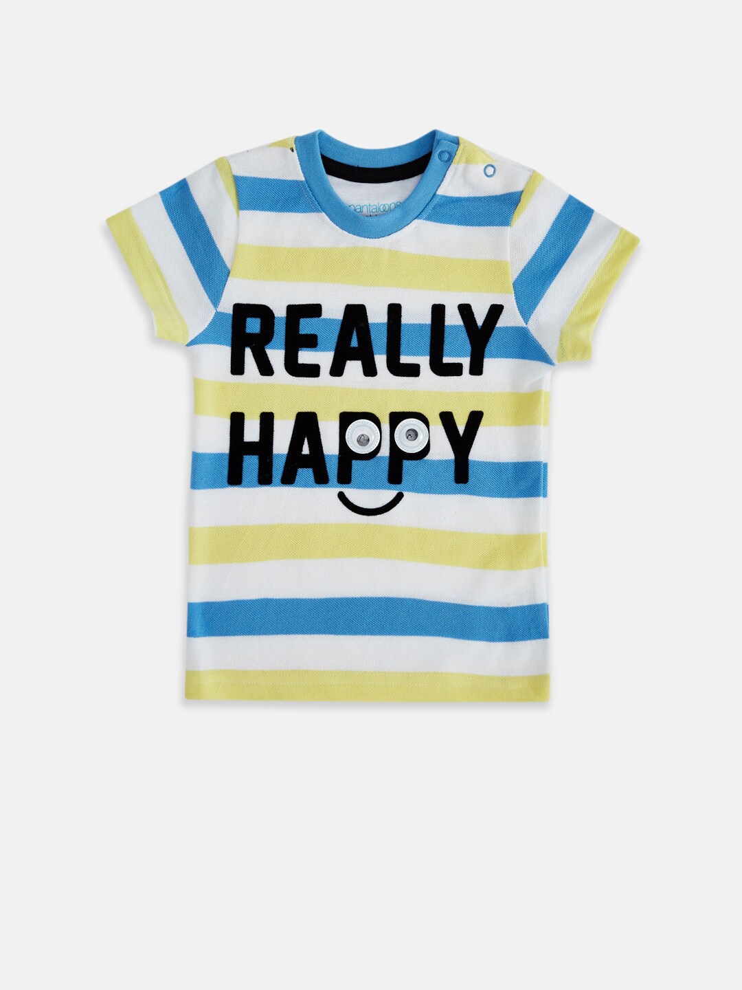 

Pantaloons Baby Boys Yellow Striped Raw Edge T-shirt