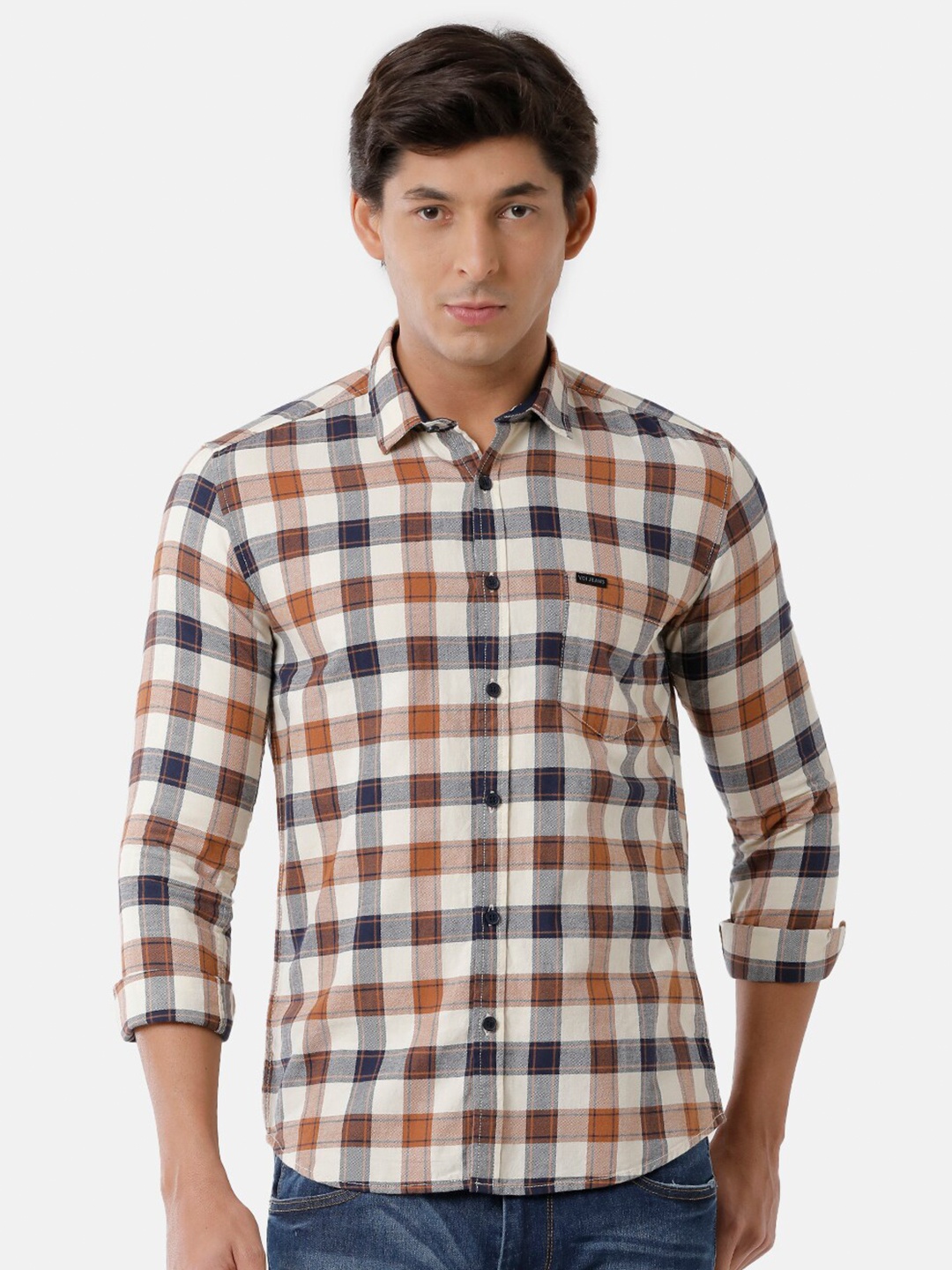 

Voi Jeans Men Multicoloured Classic Slim Fit Gingham Checks Checked Casual Shirt, Multi