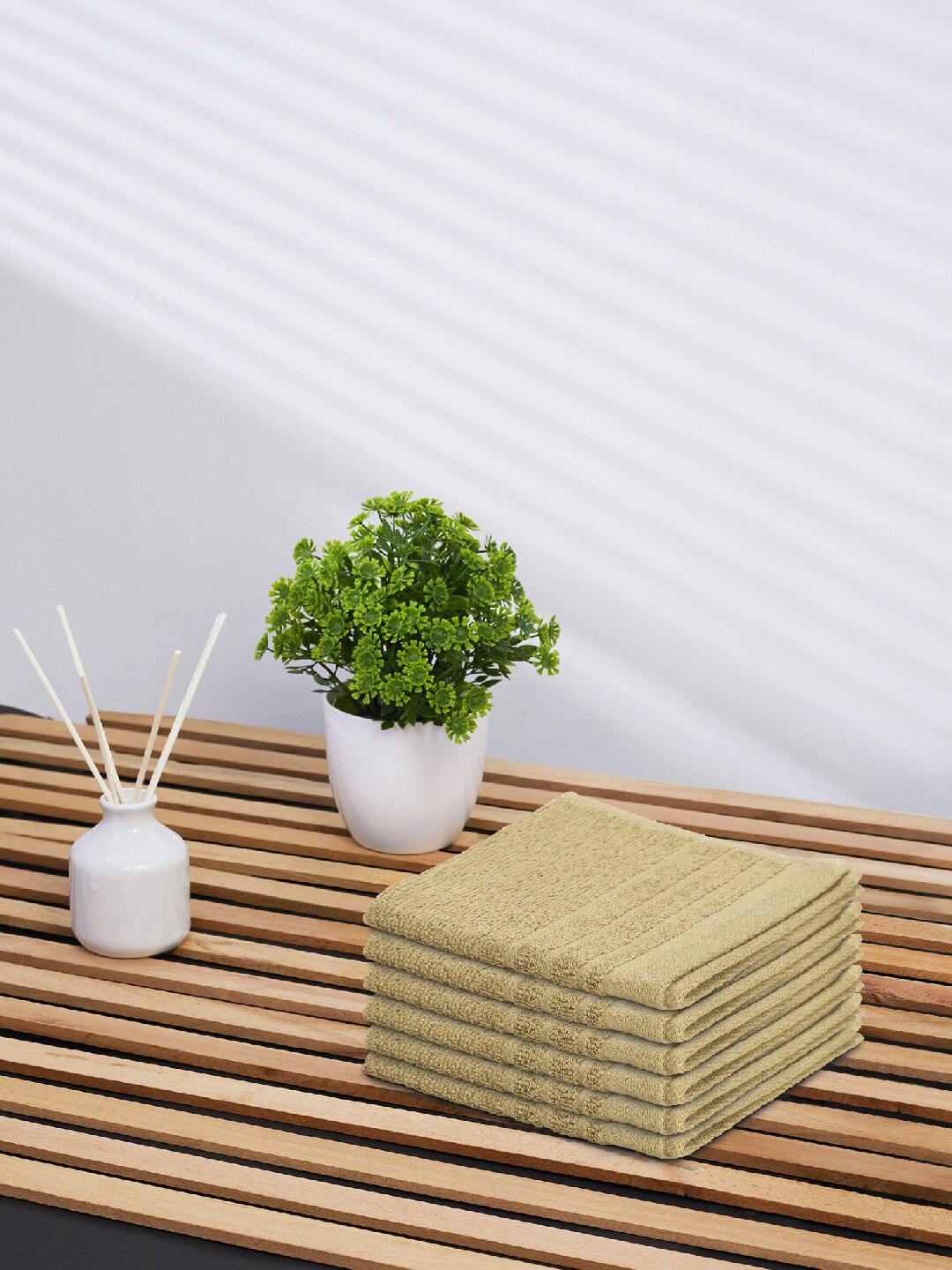 

Himeya Set Of 6 Tan 400 GSM Organic Cotton Terrain Sustainable Face Towel