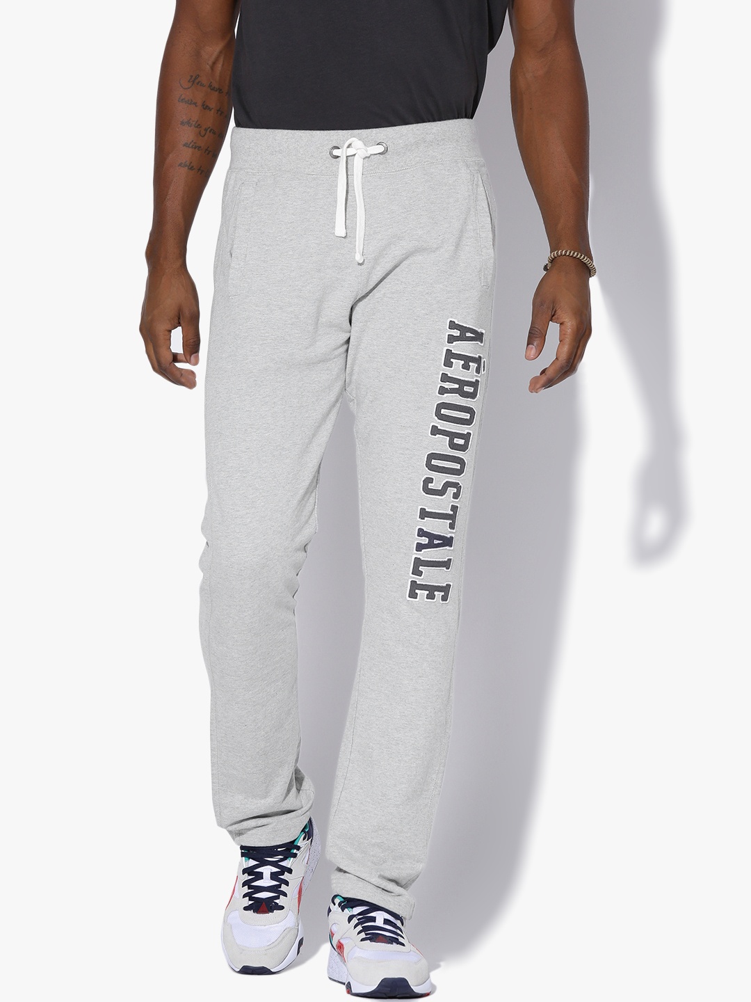 

Aeropostale Grey Melange Applique Slim Fit Track Pants