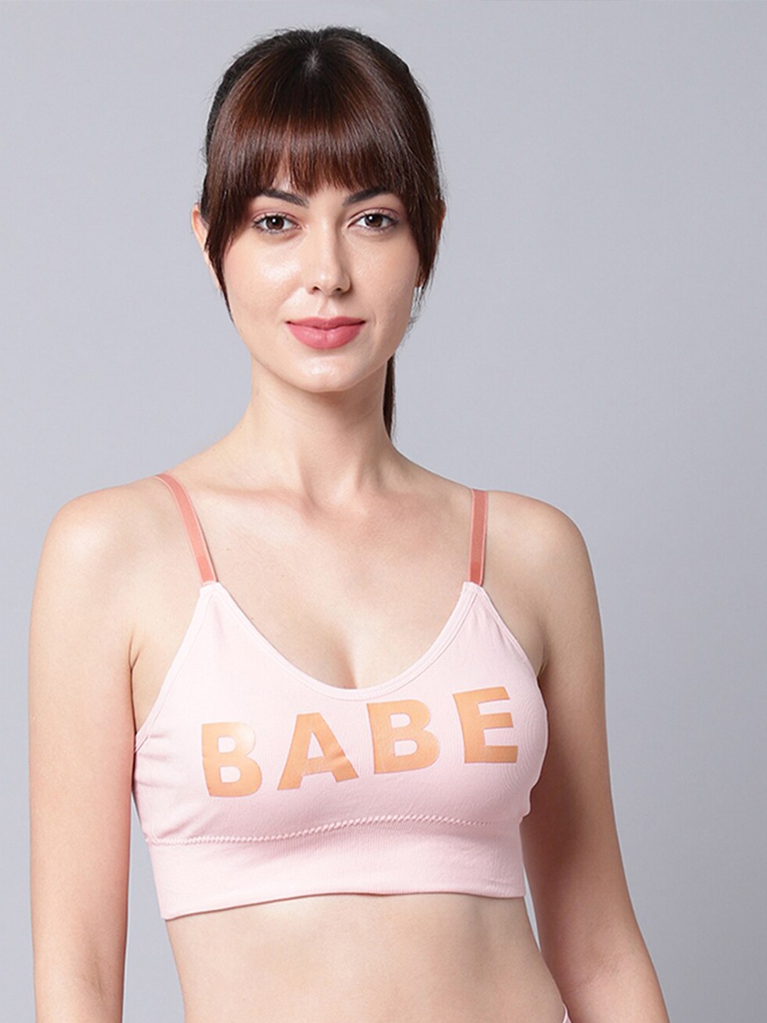 

PrettyCat Pink Typography Printed Bralette Bra - Lightly Padded