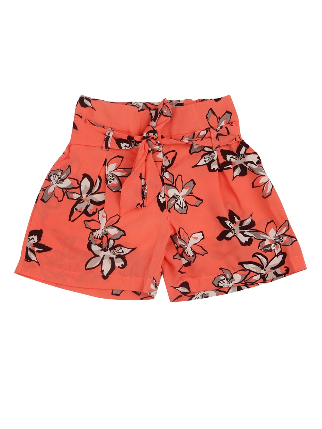 

Tiny Girl Girls Peach-Coloured Floral Printed Shorts