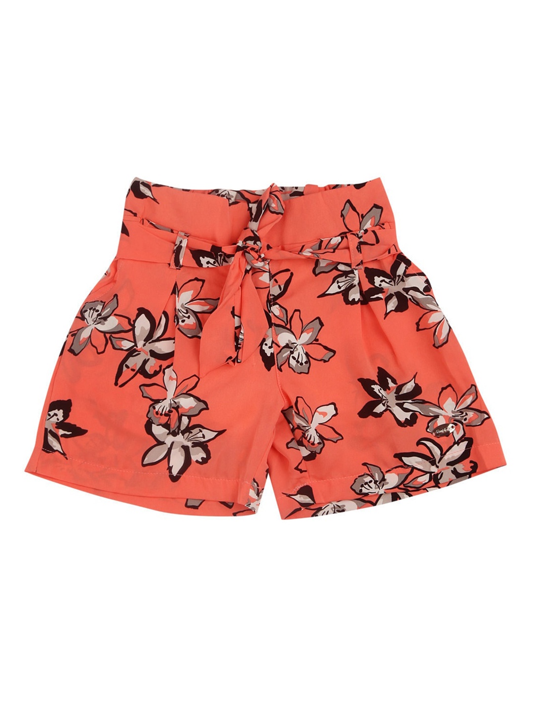 

Tiny Girl Girls Peach-Coloured Floral Printed Shorts