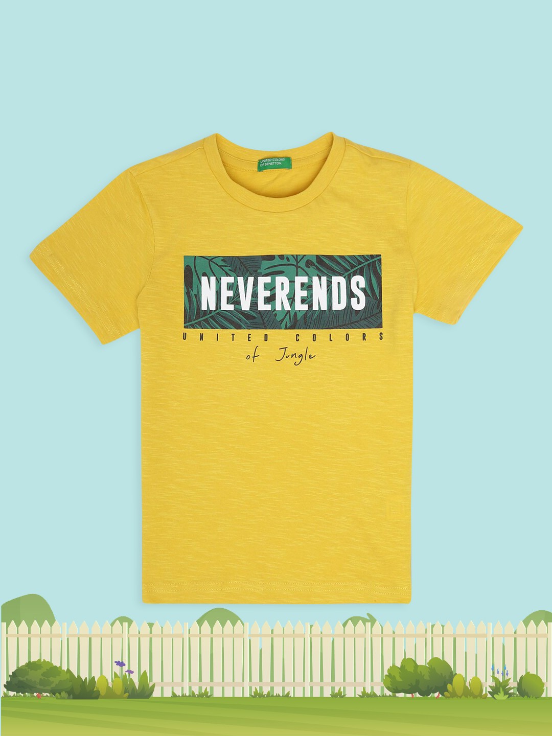 

United Colors of Benetton Boys Yellow Cotton Printed T-shirt